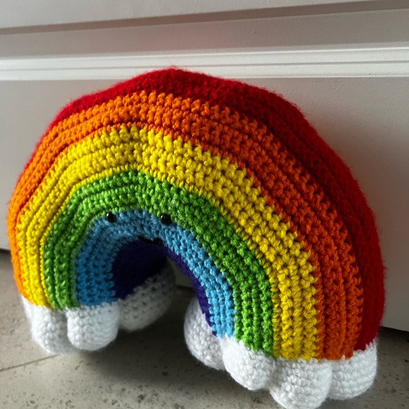 Hand Crocheted Happy Little Rainbow Pillow Plushie! - Picture 13 of 15